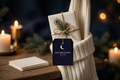 The Little Escape — a slim wrapped pre-loved book with the Afterlight & Co. navy hang tag, tucked into a stocking